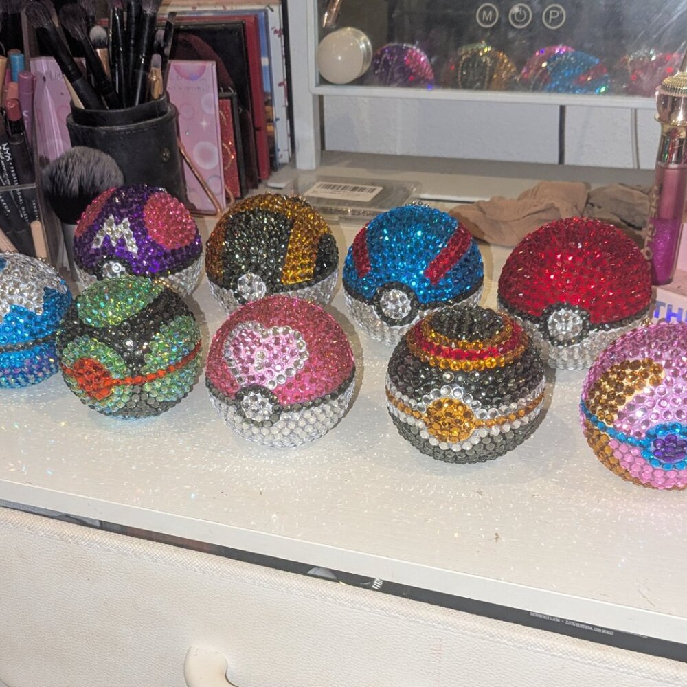 Crystallized Poke Ball Bag Charms